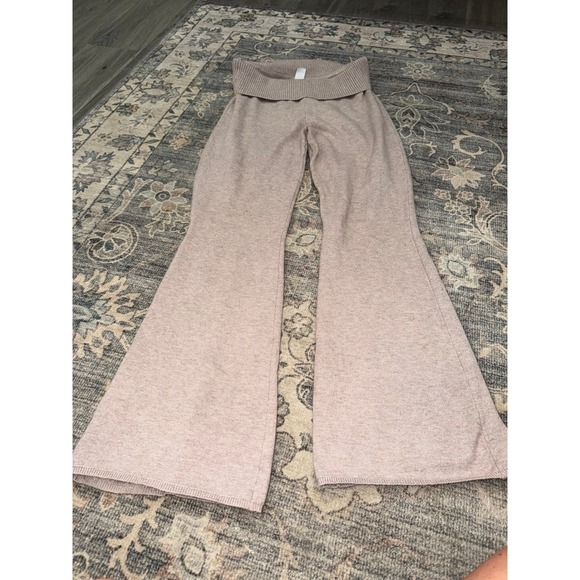 Gilly Hicks Pants - Gilly Hicks Knit Pants Foldover Waist Tan Marled